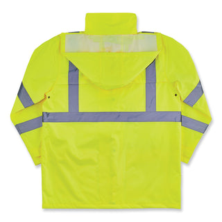 GloWear 8366 Class 3 Lightweight Hi-Vis Rain Jacket, Polyester, 4X-Large, Lime, Ships in 1-3 Business Days