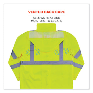 GloWear 8366 Class 3 Lightweight Hi-Vis Rain Jacket, Polyester, 4X-Large, Lime, Ships in 1-3 Business Days