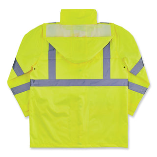 GloWear 8366 Class 3 Lightweight Hi-Vis Rain Jacket, Polyester, 5X-Large, Lime, Ships in 1-3 Business Days