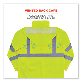 GloWear 8366 Class 3 Lightweight Hi-Vis Rain Jacket, Polyester, 5X-Large, Lime, Ships in 1-3 Business Days