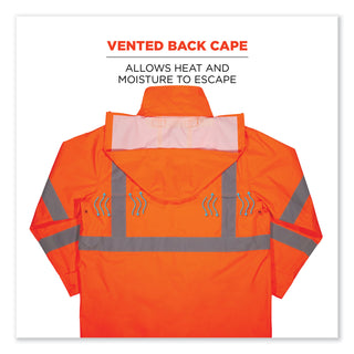GloWear 8366 Class 3 Lightweight Hi-Vis Rain Jacket, Polyester, Small, Orange, Ships in 1-3 Business Days