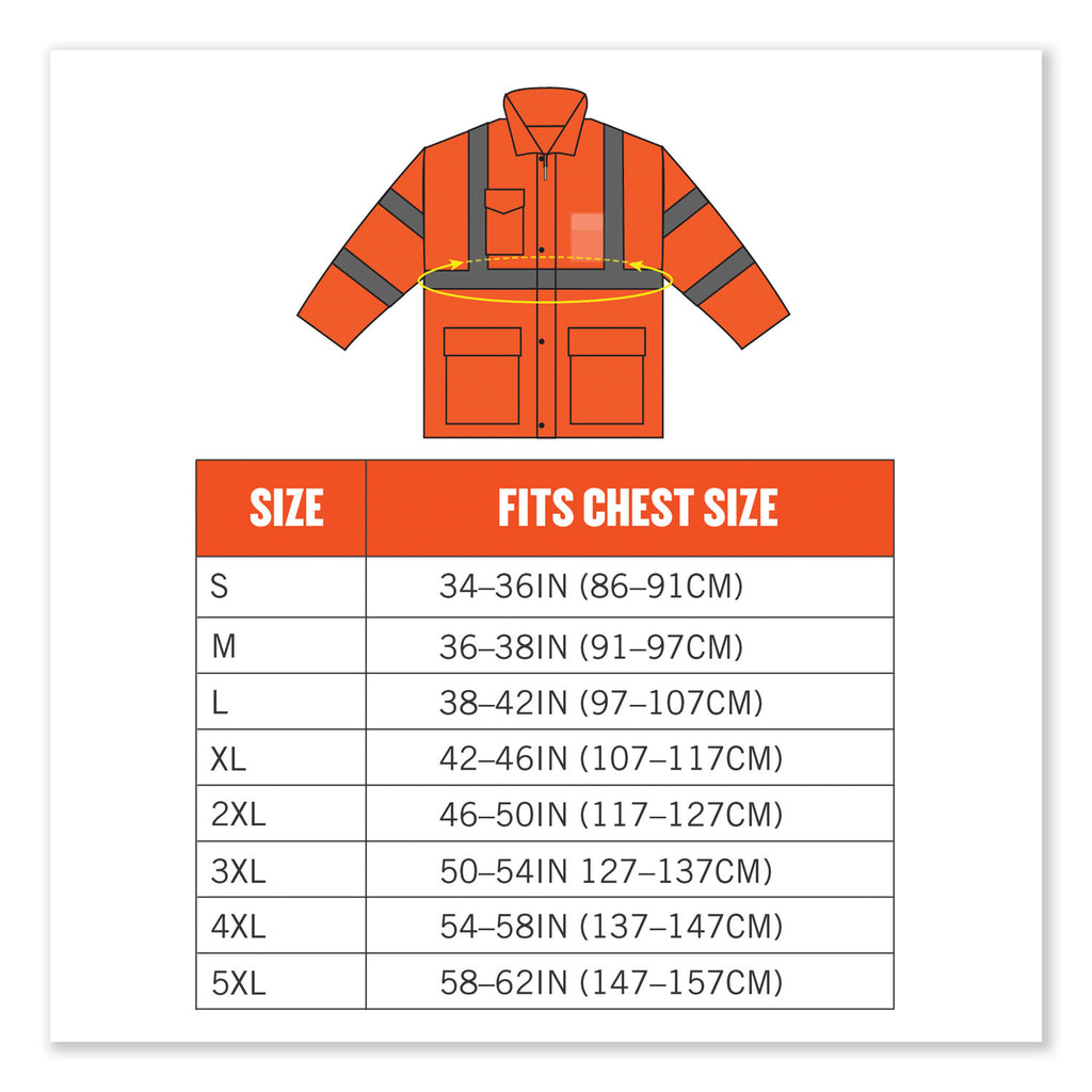 GloWear 8366 Class 3 Lightweight Hi-Vis Rain Jacket, Polyester, Medium, Orange, Ships in 1-3 Business Days