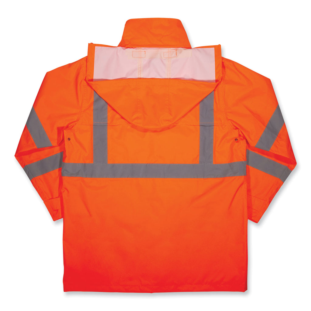 GloWear 8366 Class 3 Lightweight Hi-Vis Rain Jacket, Polyester, 2X-Large, Orange, Ships in 1-3 Business Days