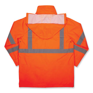 GloWear 8366 Class 3 Lightweight Hi-Vis Rain Jacket, Polyester, 2X-Large, Orange, Ships in 1-3 Business Days