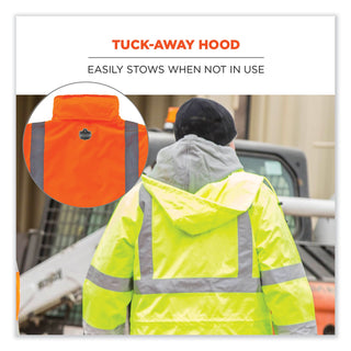 GloWear 8366 Class 3 Lightweight Hi-Vis Rain Jacket, Polyester, 3X-Large, Orange, Ships in 1-3 Business Days