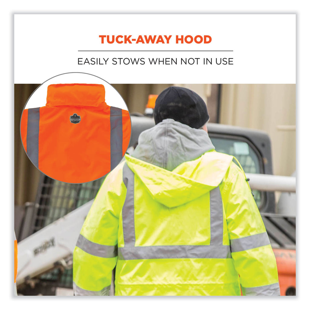 GloWear 8366 Class 3 Lightweight Hi-Vis Rain Jacket, Polyester, 5X-Large, Orange, Ships in 1-3 Business Days
