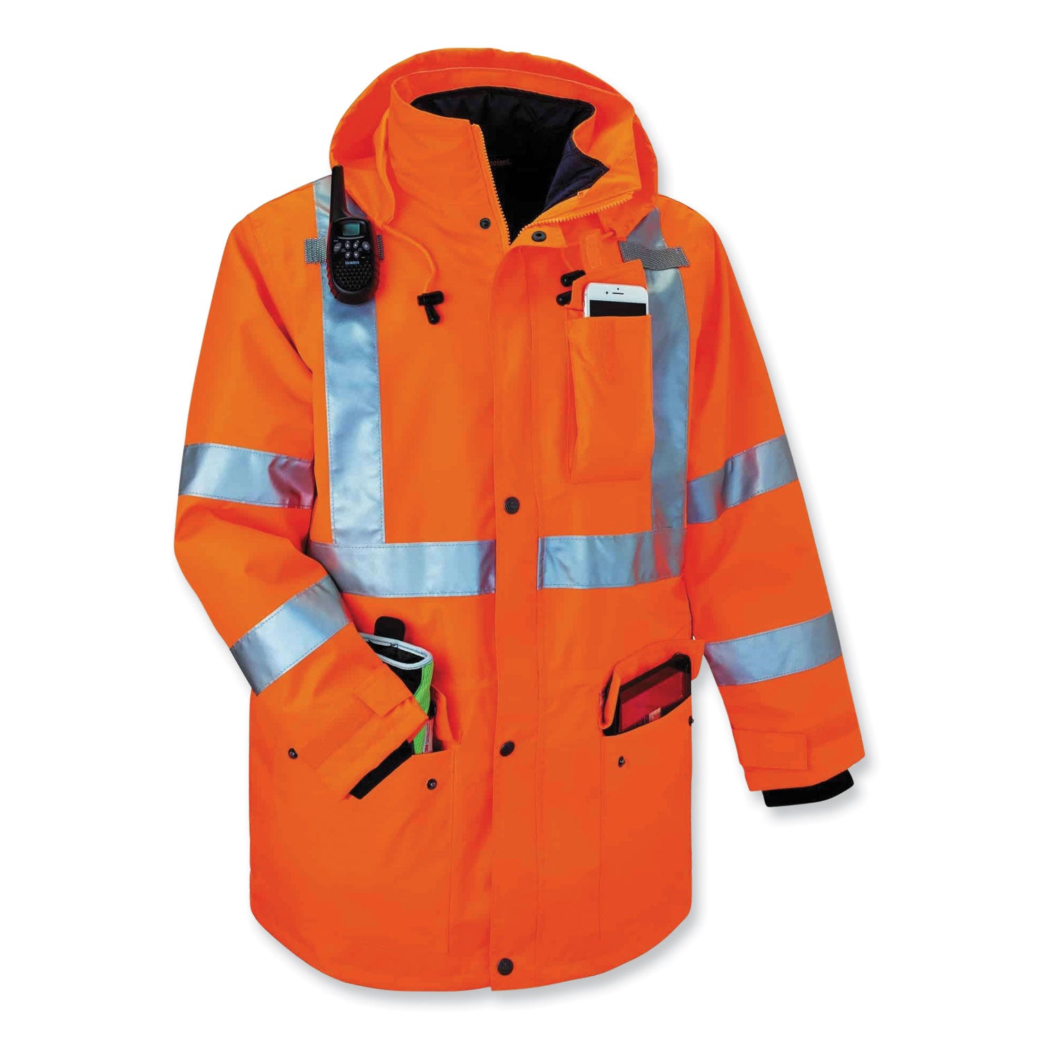 GloWear 8385 Class 3 Hi-Vis 4-in-1 Jacket, Medium, Orange, Ships in 1-3 Business Days