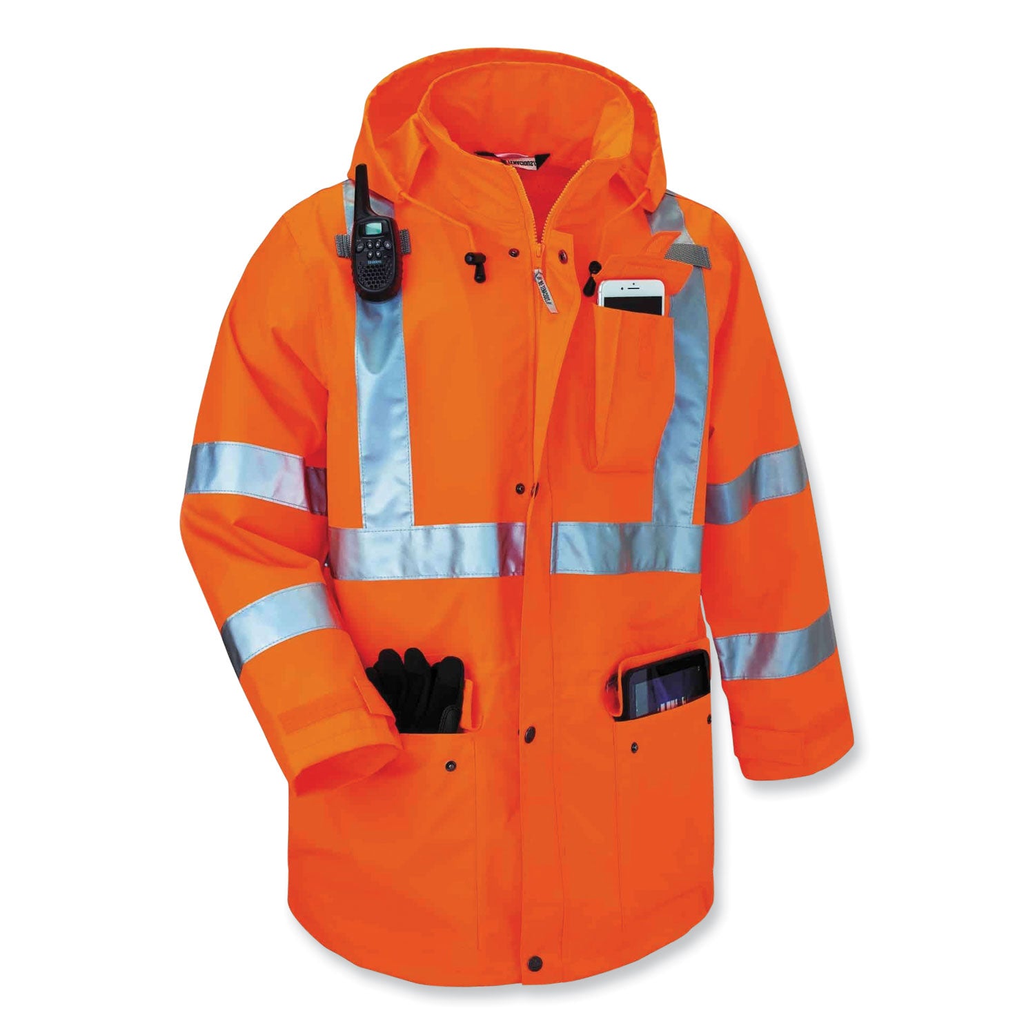 GloWear 8385 Class 3 Hi-Vis 4-in-1 Jacket, 2X-Large, Orange, Ships in 1-3 Business Days