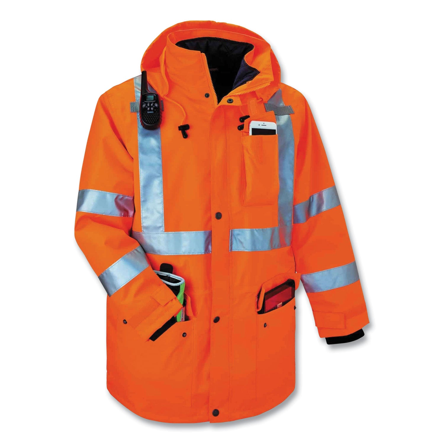 GloWear 8385 Class 3 Hi-Vis 4-in-1 Jacket, 3X-Large, Orange, Ships in 1-3 Business Days