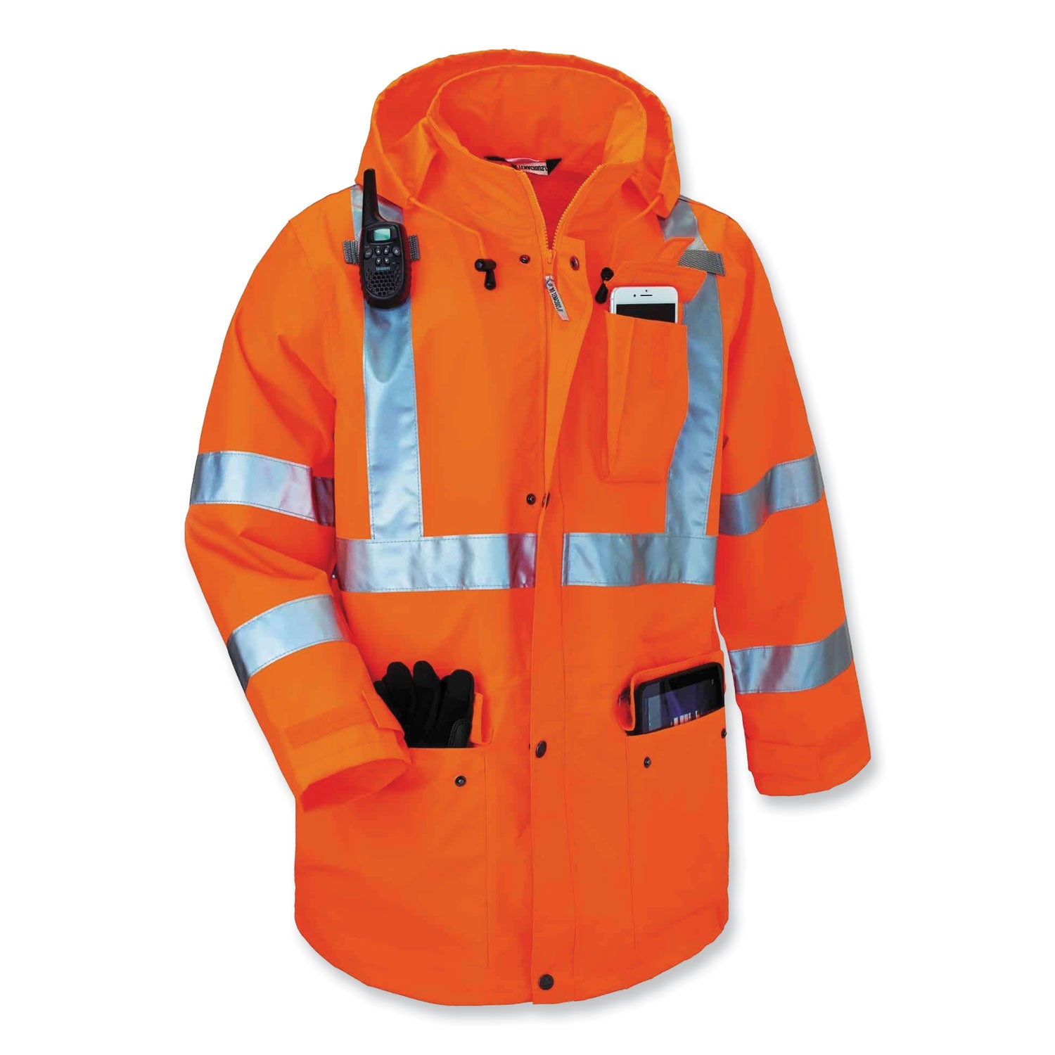 GloWear 8385 Class 3 Hi-Vis 4-in-1 Jacket, 5X-Large, Orange, Ships in 1-3 Business Days