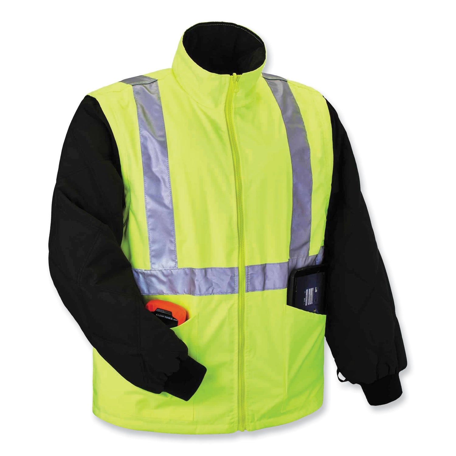 GloWear 8385 Class 3 Hi-Vis 4-in-1 Jacket, Medium, Lime, Ships in 1-3 Business Days