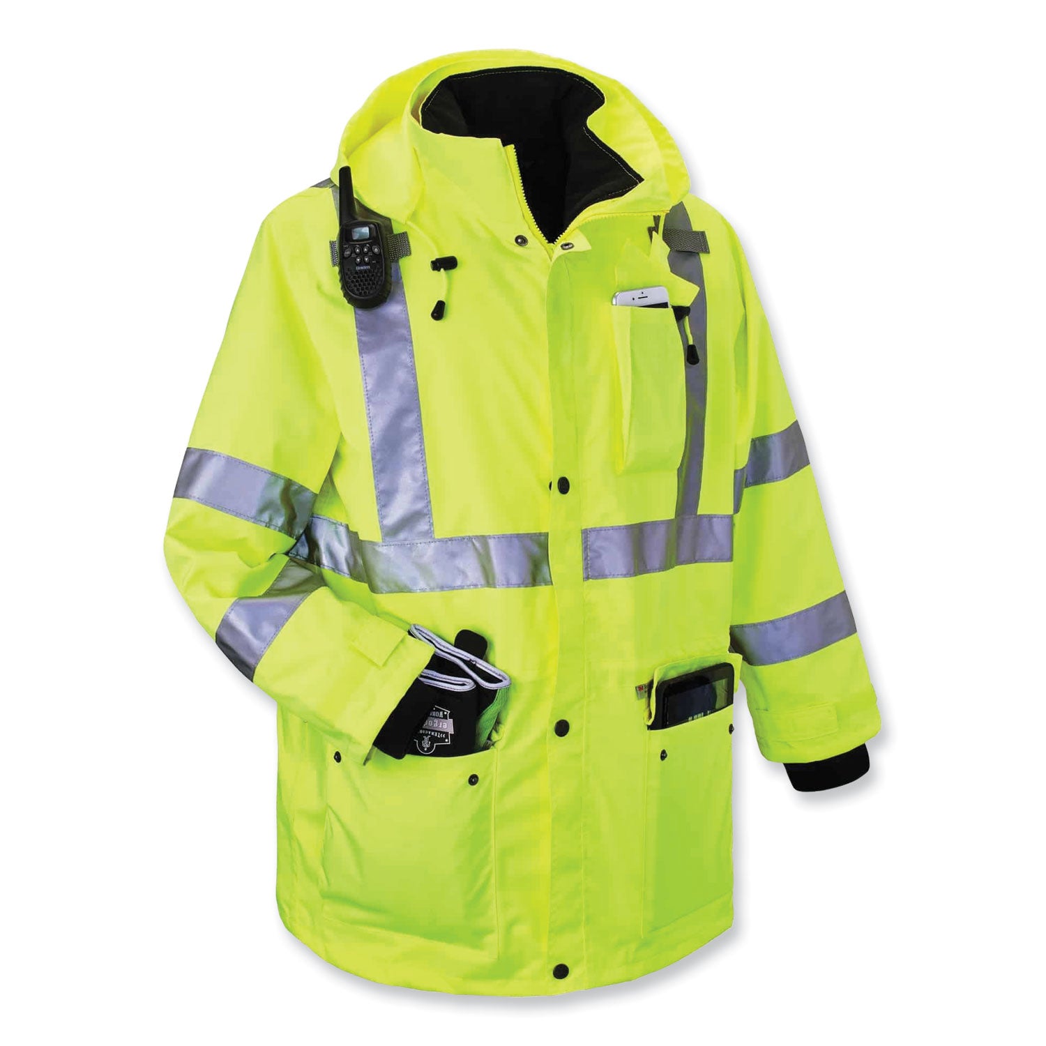 GloWear 8385 Class 3 Hi-Vis 4-in-1 Jacket, 2X-Large, Lime, Ships in 1-3 Business Days
