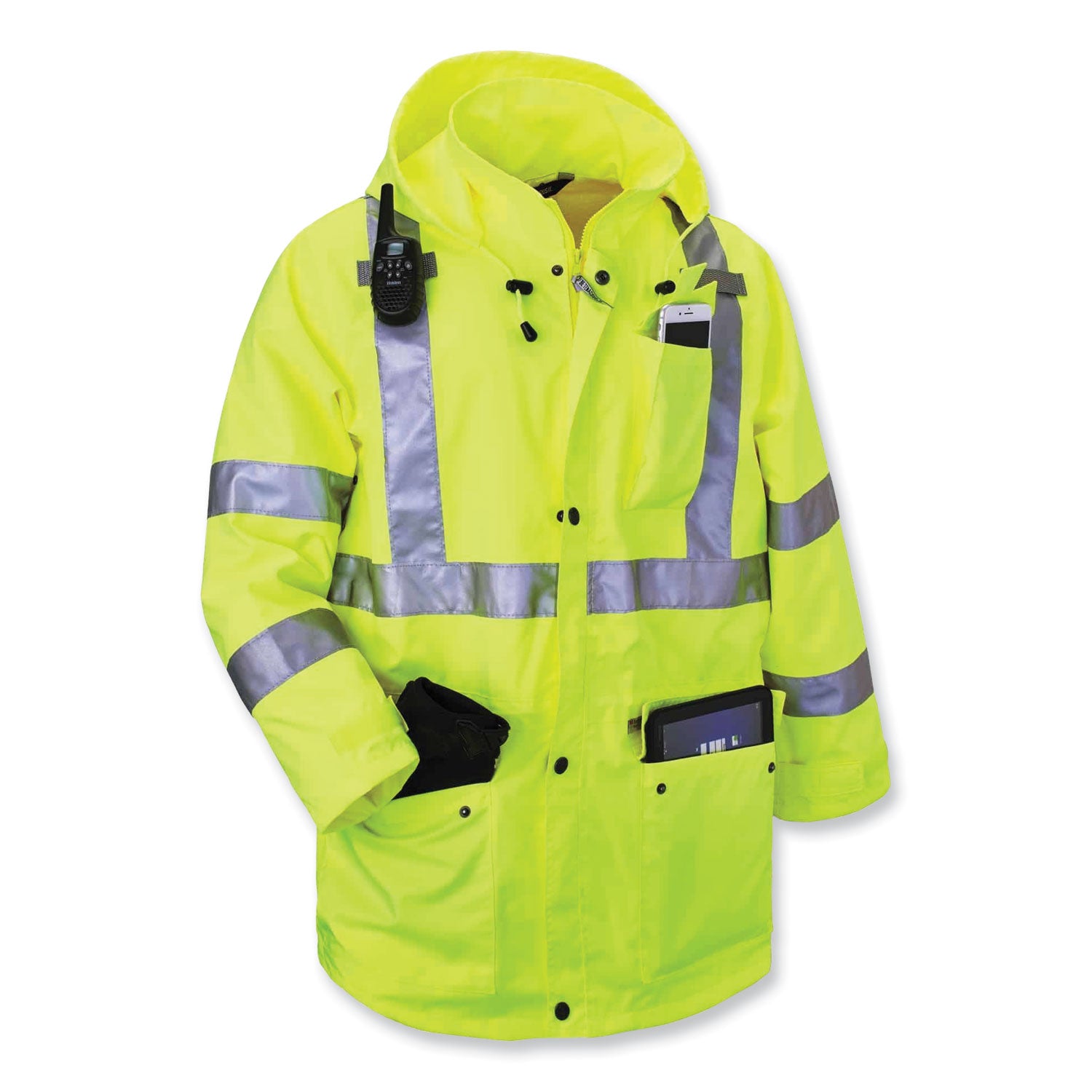 GloWear 8385 Class 3 Hi-Vis 4-in-1 Jacket, 2X-Large, Lime, Ships in 1-3 Business Days