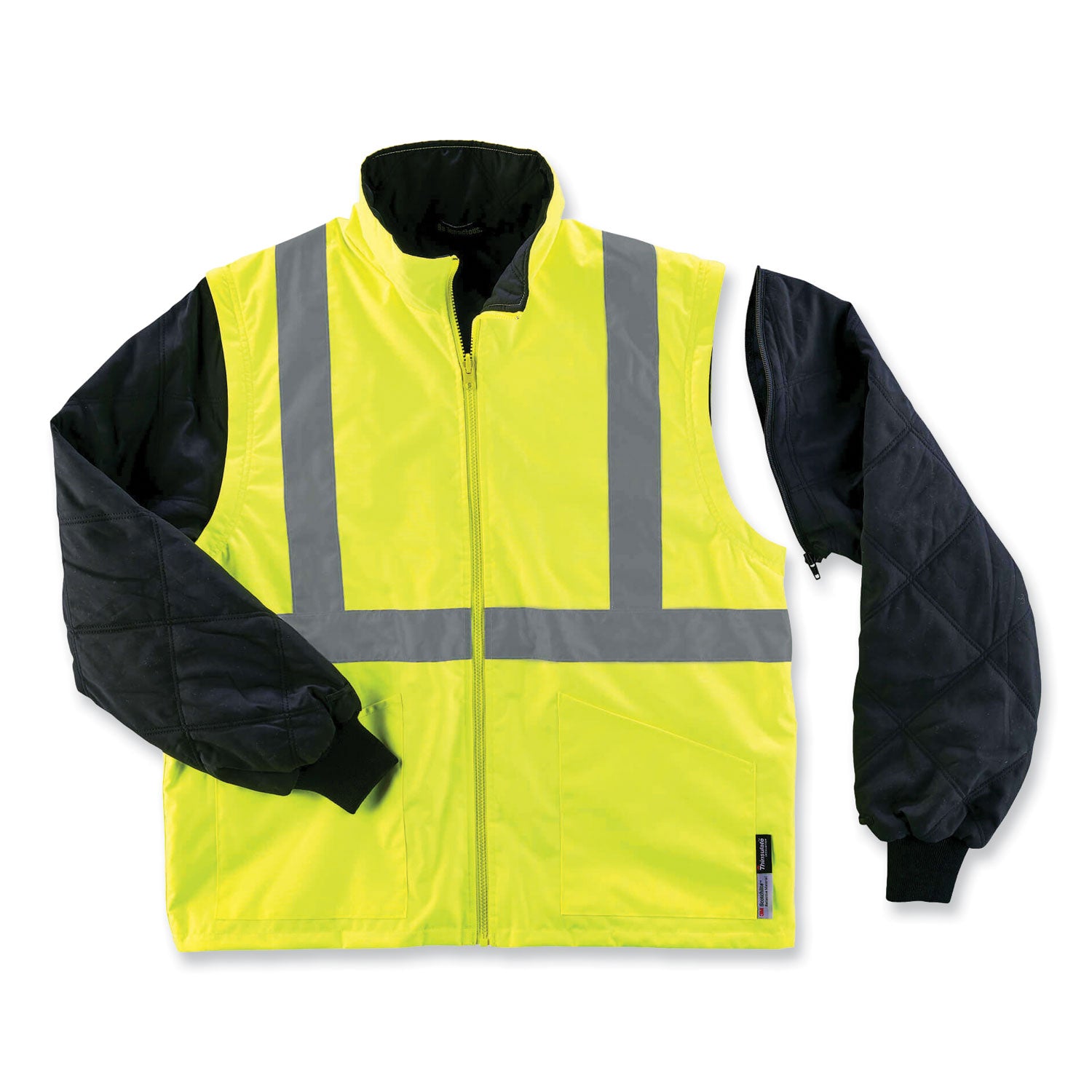 GloWear 8385 Class 3 Hi-Vis 4-in-1 Jacket, 3X-Large, Lime, Ships in 1-3 Business Days