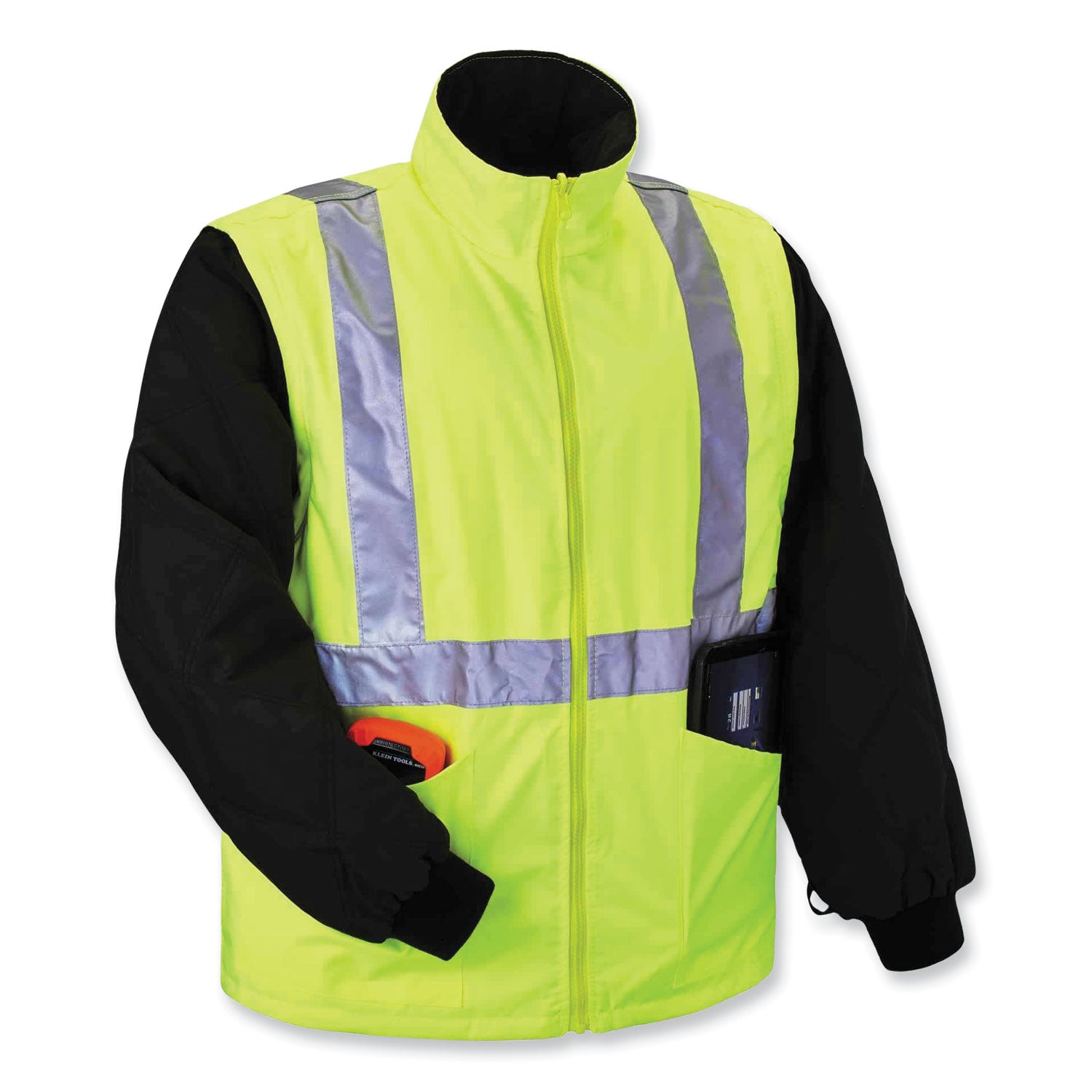 GloWear 8385 Class 3 Hi-Vis 4-in-1 Jacket, 4X-Large, Lime, Ships in 1-3 Business Days