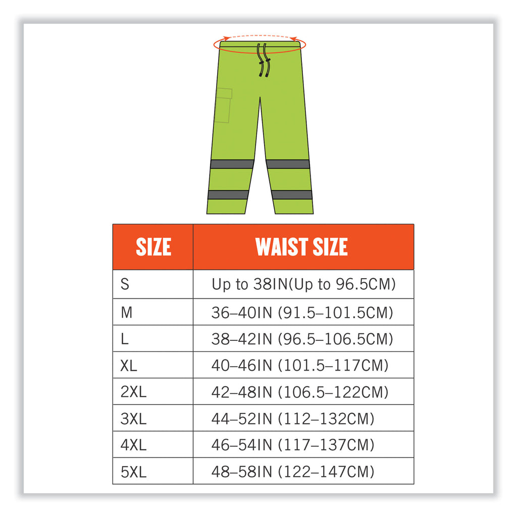 GloWear 8915 Class E Hi-Vis Rain Pants, 4X-Large, Lime, Ships in 1-3 Business Days
