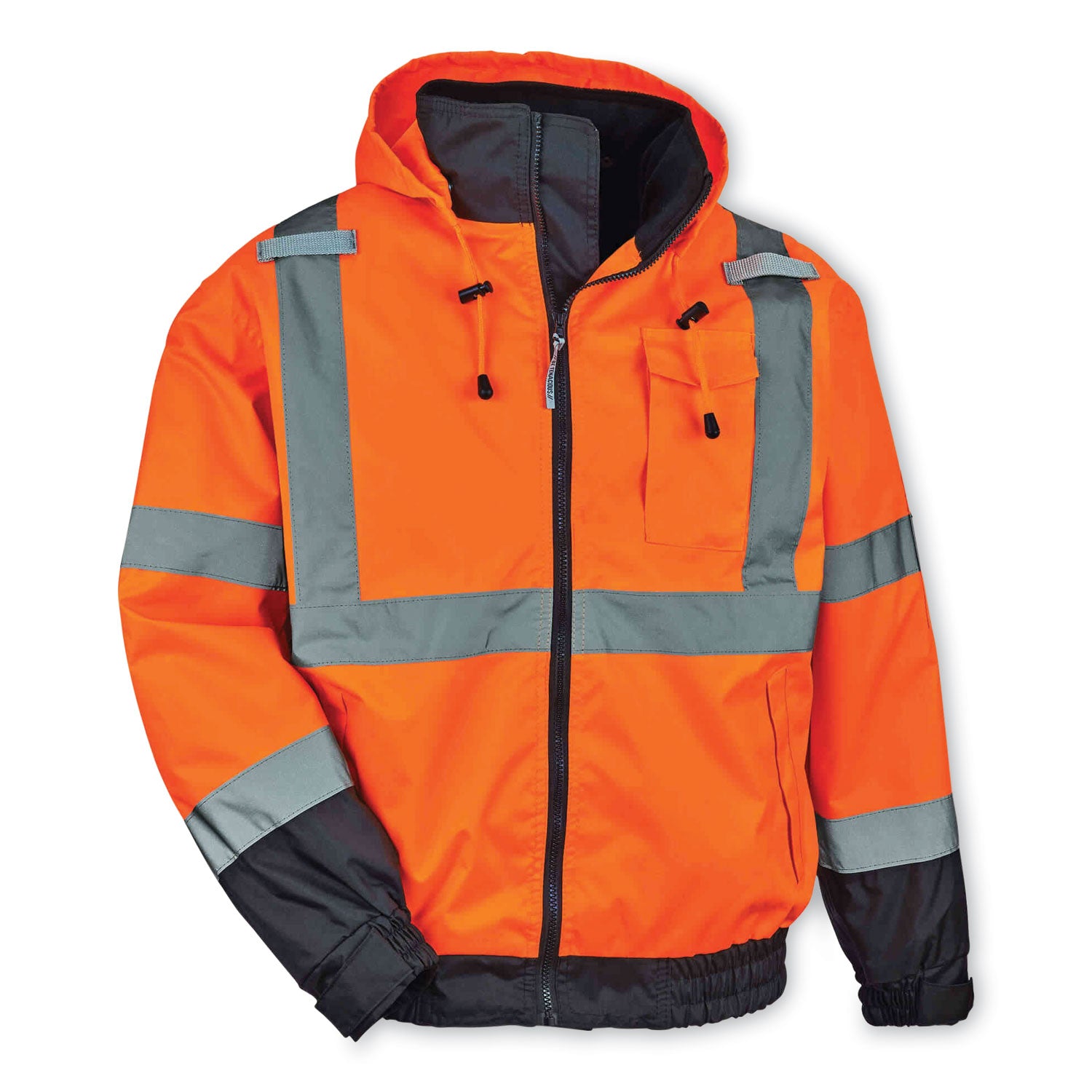 GloWear 8379 Class 3 Hi-Vis Fleece Lined Bomber Jacket, Orange, 3X-Large, Ships in 1-3 Business Days