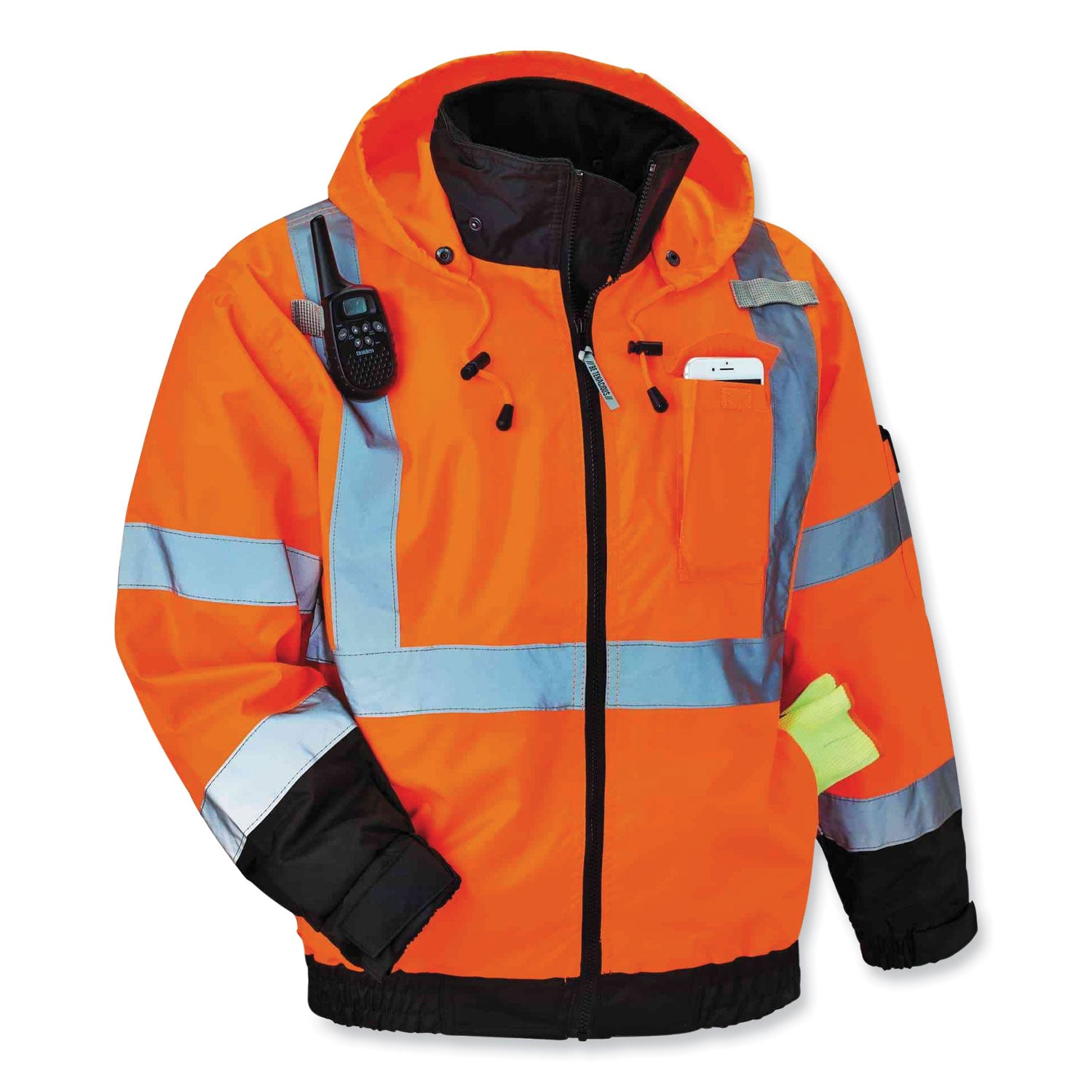 GloWear 8379 Class 3 Hi-Vis Fleece Lined Bomber Jacket, Orange, 4X-Large, Ships in 1-3 Business Days