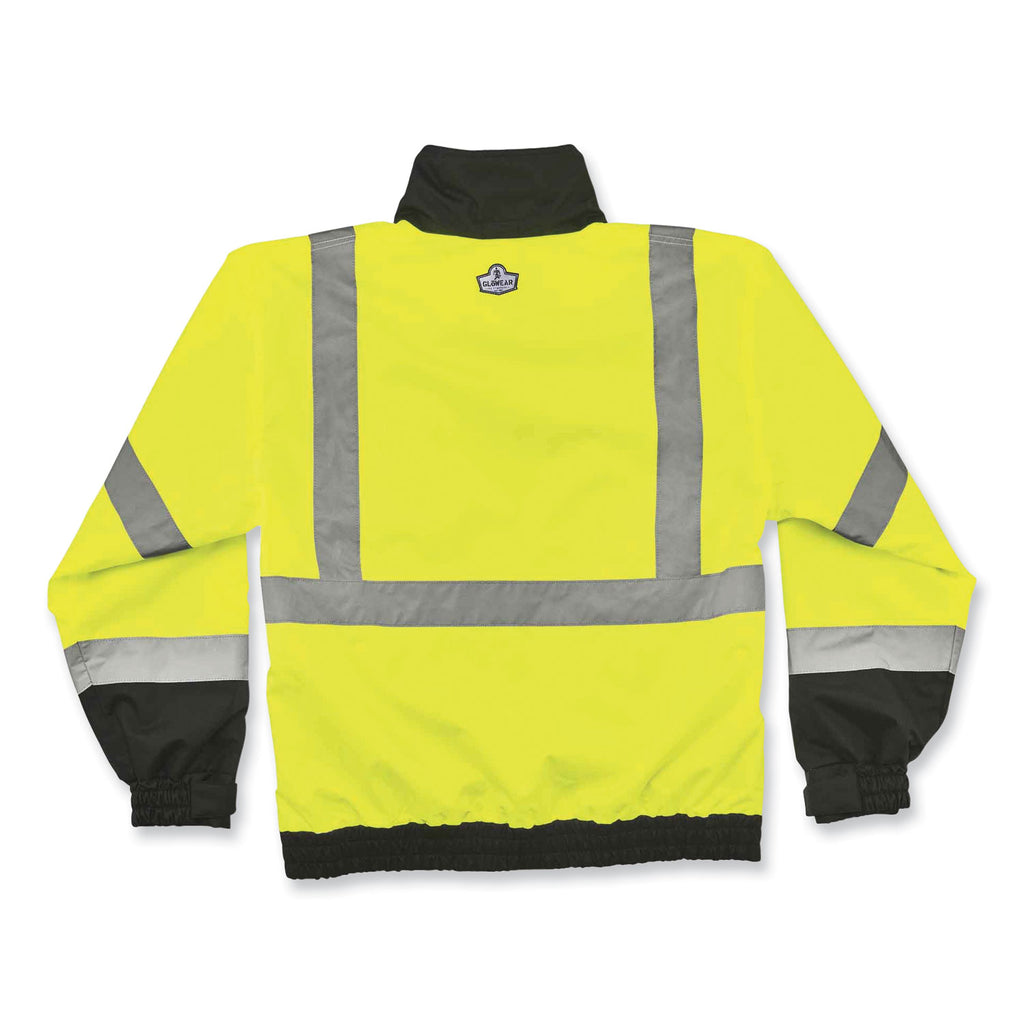 GloWear 8379 Class 3 Hi-Vis Fleece Lined Bomber Jacket, Lime, Small, Ships in 1-3 Business Days