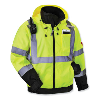 GloWear 8379 Class 3 Hi-Vis Fleece Lined Bomber Jacket, Lime, Small, Ships in 1-3 Business Days