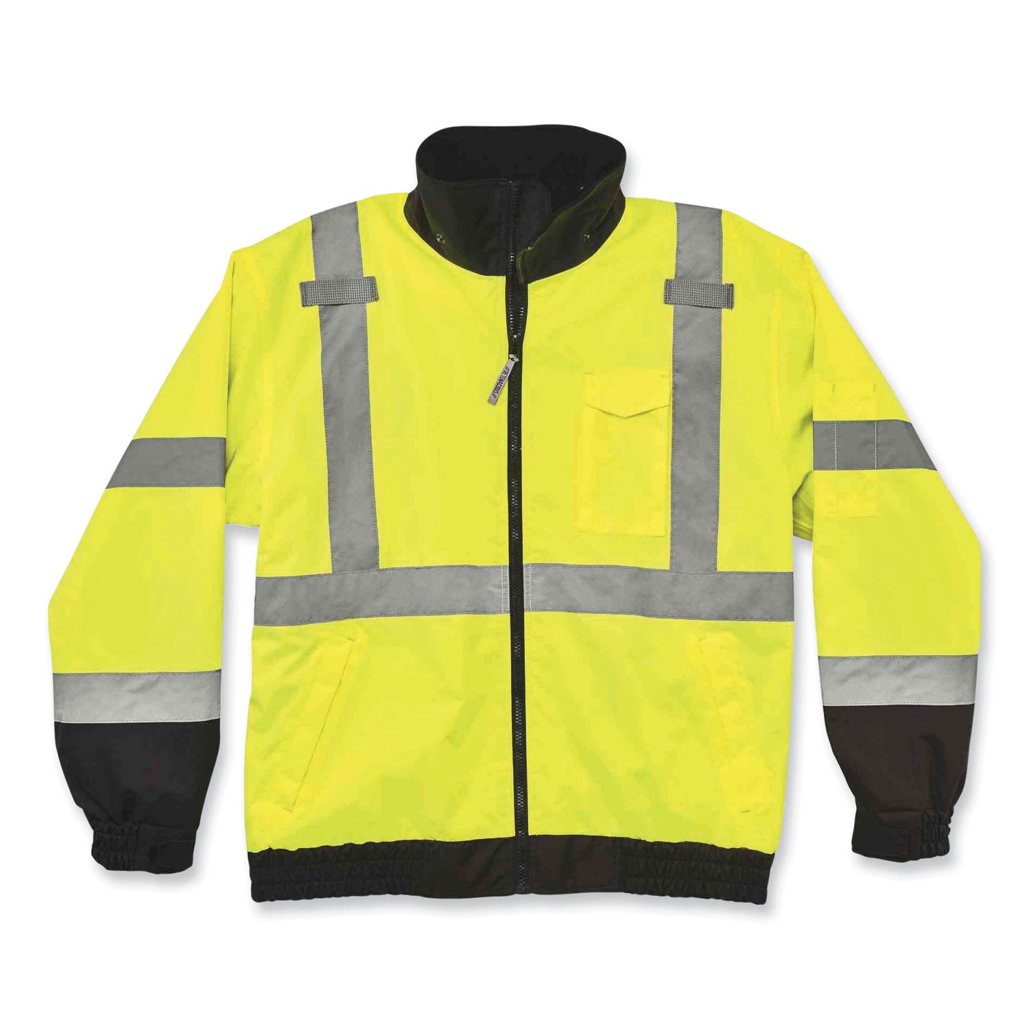 GloWear 8379 Class 3 Hi-Vis Fleece Lined Bomber Jacket, Lime, Medium, Ships in 1-3 Business Days