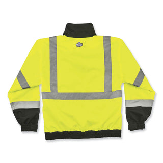 GloWear 8379 Class 3 Hi-Vis Fleece Lined Bomber Jacket, Lime, Large, Ships in 1-3 Business Days