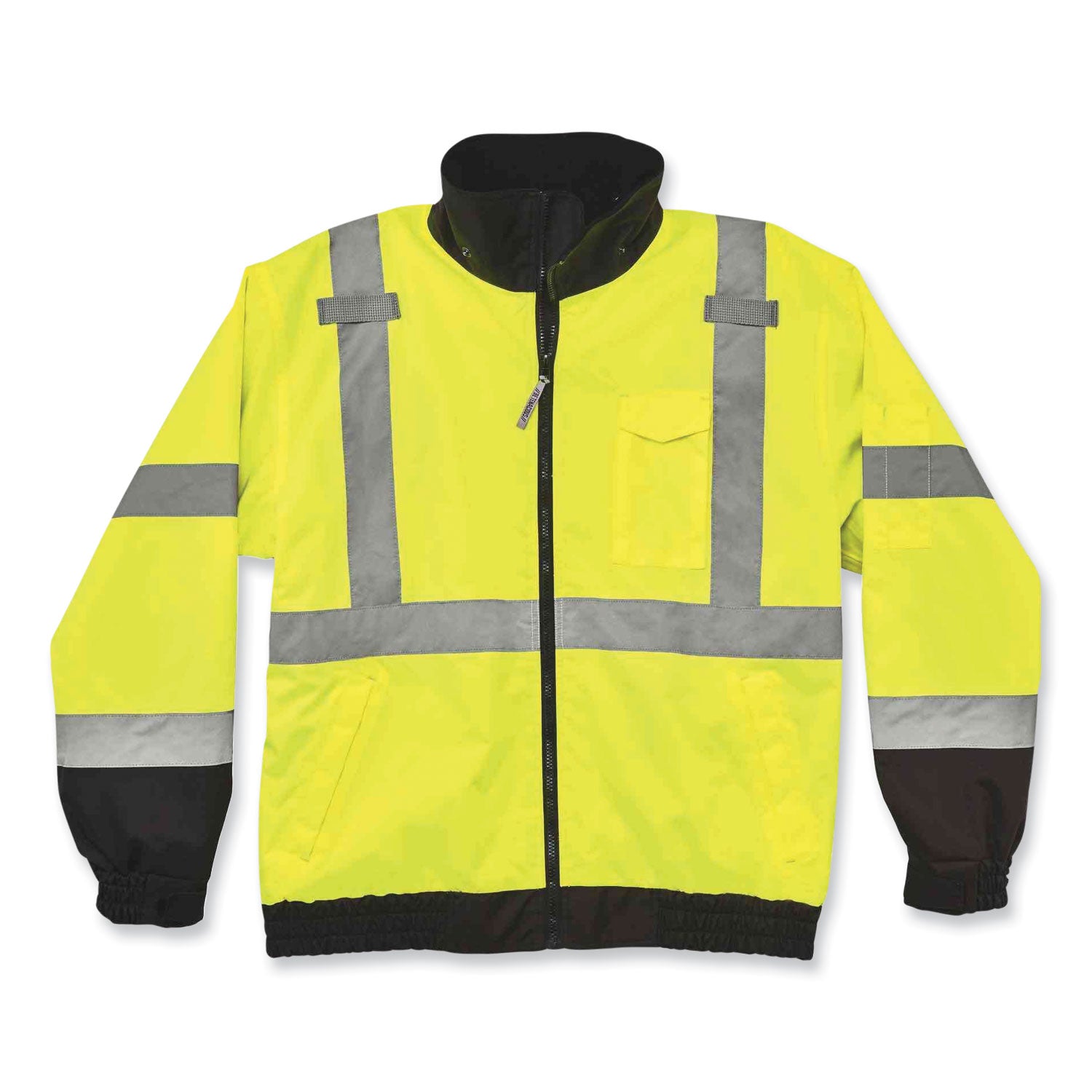 GloWear 8379 Class 3 Hi-Vis Fleece Lined Bomber Jacket, Lime, Large, Ships in 1-3 Business Days