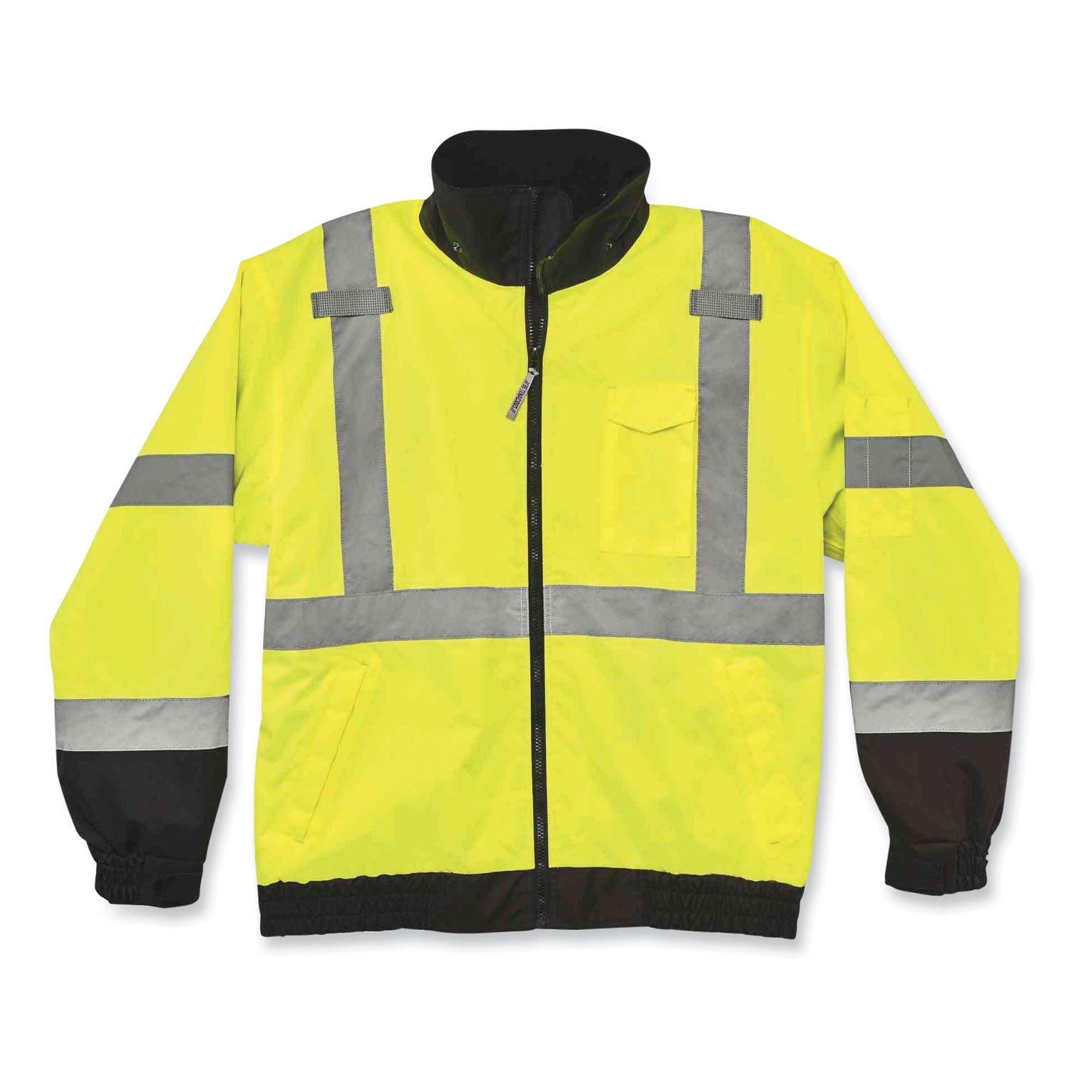 GloWear 8379 Class 3 Hi-Vis Fleece Lined Bomber Jacket, Lime, 3X-Large, Ships in 1-3 Business Days