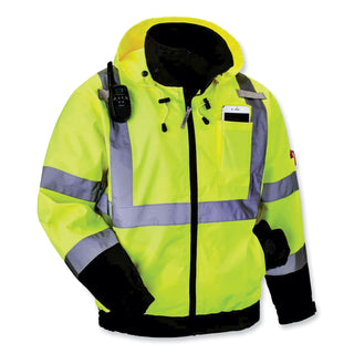 GloWear 8379 Class 3 Hi-Vis Fleece Lined Bomber Jacket, Lime, 3X-Large, Ships in 1-3 Business Days