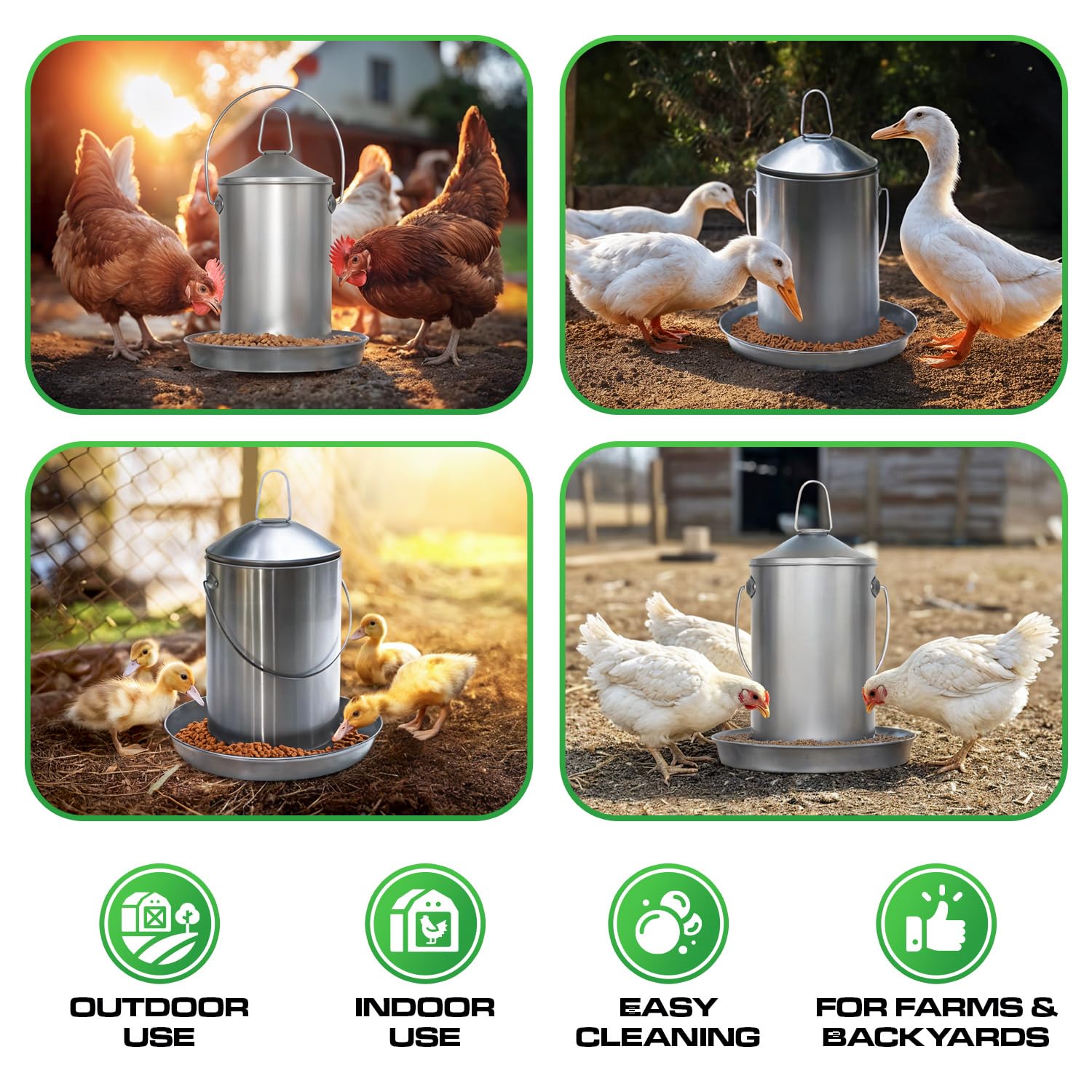 0.8 Gallon Stainless Steel Automatic Poultry Drinker