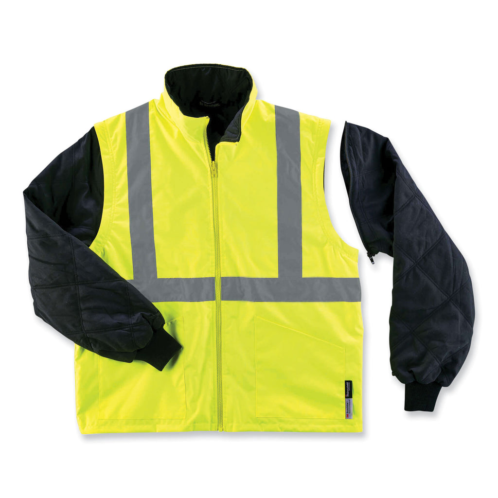 GloWear 8385 Class 3 Hi-Vis 4-in-1 Jacket, Medium, Lime, Ships in 1-3 Business Days