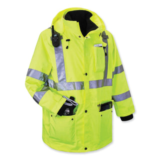 GloWear 8385 Class 3 Hi-Vis 4-in-1 Jacket, Medium, Lime, Ships in 1-3 Business Days