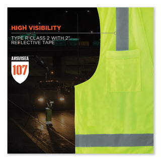 GloWear 8249Z-S Single Size Class 2 Economy Surveyors Zipper Vest, Polyester, 2X-Large, Lime, Ships in 1-3 Business Days