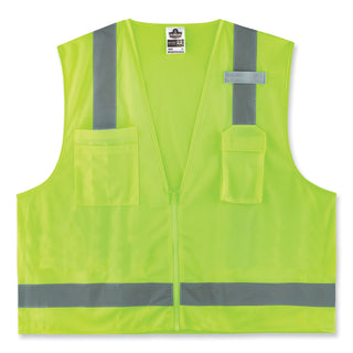 GloWear 8249Z-S Single Size Class 2 Economy Surveyors Zipper Vest, Polyester, 3X-Large, Lime, Ships in 1-3 Business Days