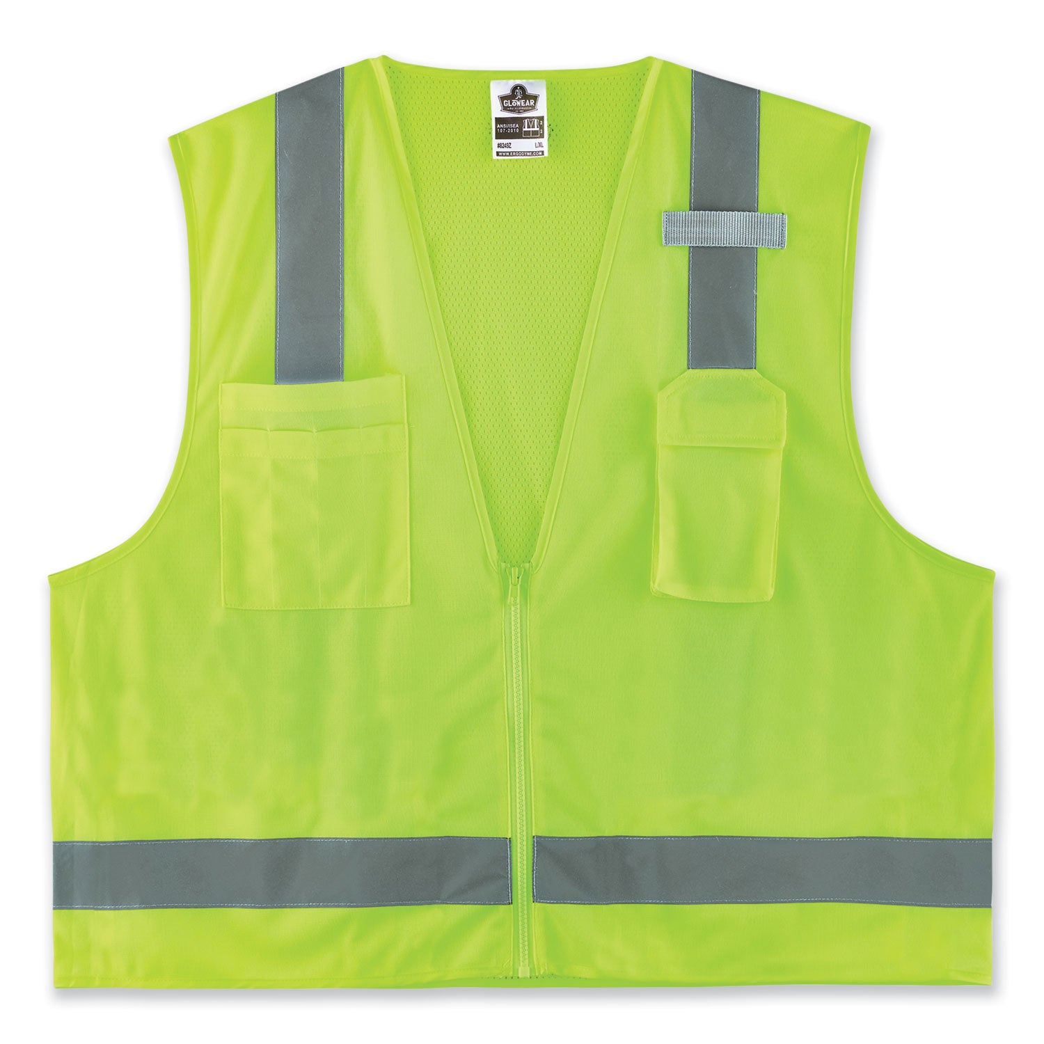 glowear-8249z-s-single-size-class-2-economy-surveyors-zipper-vest-polyester-5x-large-lime-ships-in-1-3-business-days_ego24509 - 1