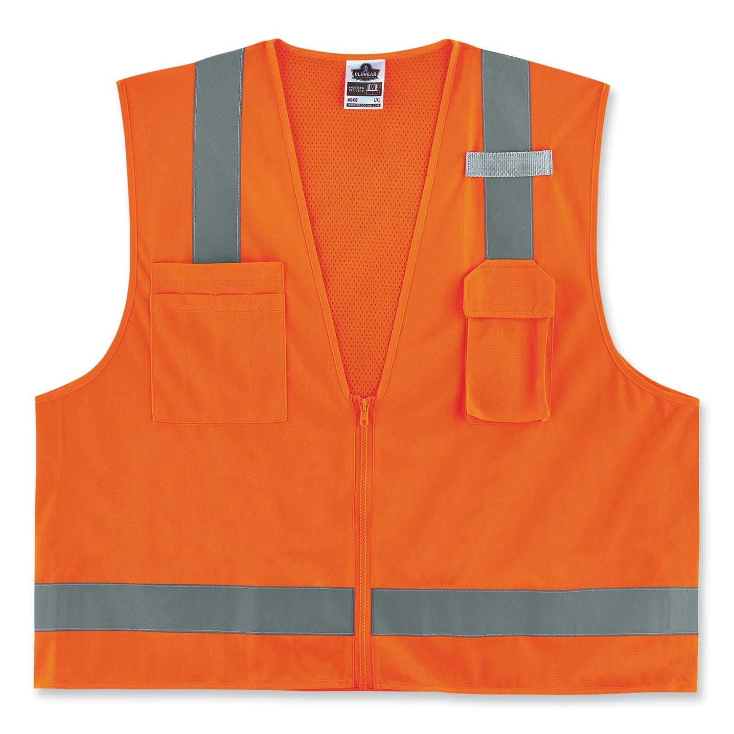 glowear-8249z-s-single-size-class-2-economy-surveyors-zipper-vest-polyester-medium-orange-ships-in-1-3-business-days_ego24513 - 1