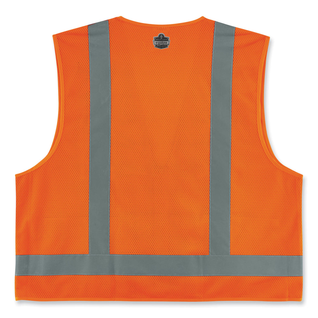 GloWear 8249Z-S Single Size Class 2 Economy Surveyors Zipper Vest, Polyester, 4X-Large, Orange, Ships in 1-3 Business Days