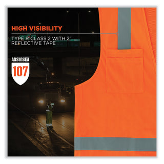 GloWear 8249Z-S Single Size Class 2 Economy Surveyors Zipper Vest, Polyester, 5X-Large, Orange, Ships in 1-3 Business Days