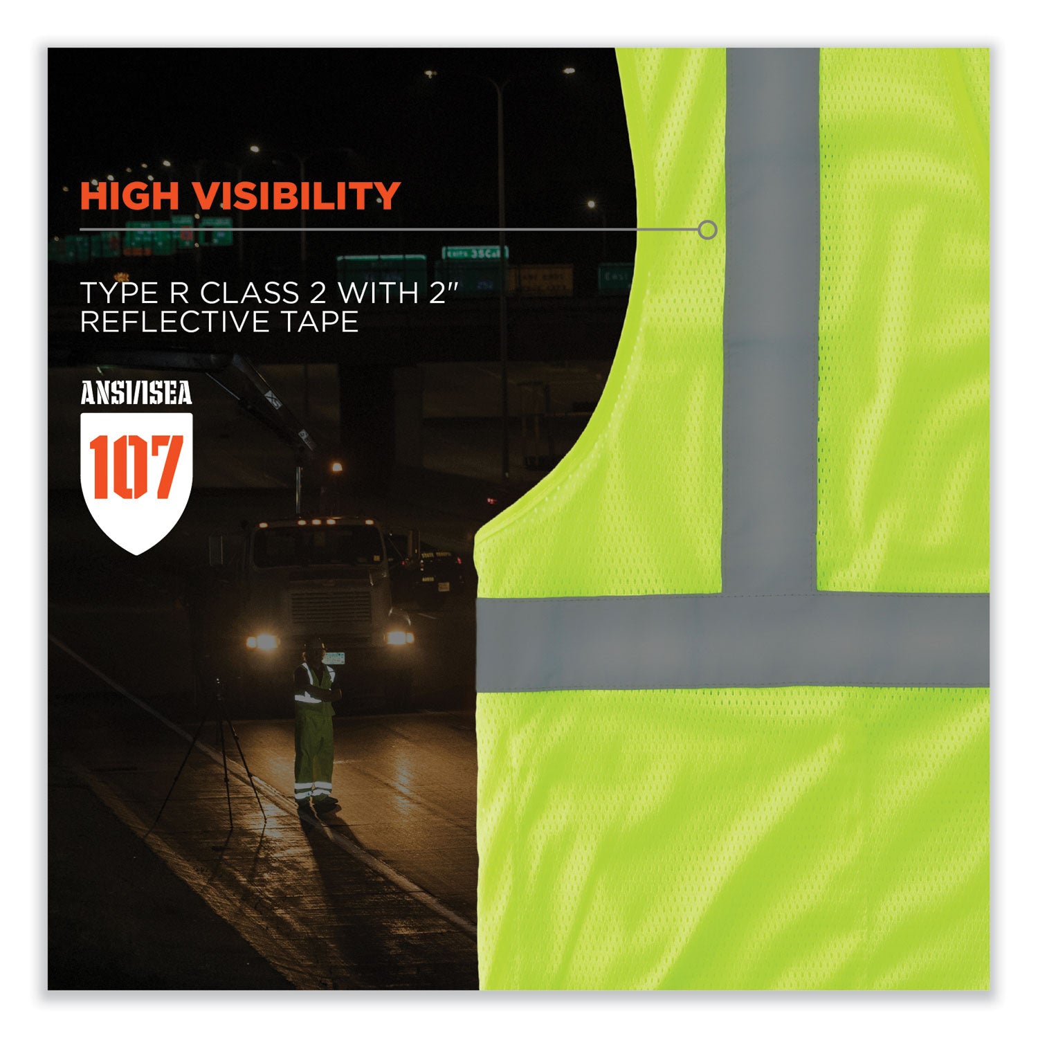 GloWear 8210HL-S Single Size Class 2 Economy Mesh Vest, Polyester, X-Small, Lime, Ships in 1-3 Business Days