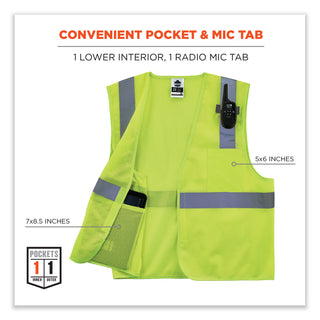 GloWear 8210HL-S Single Size Class 2 Economy Mesh Vest, Polyester, X-Small, Lime, Ships in 1-3 Business Days