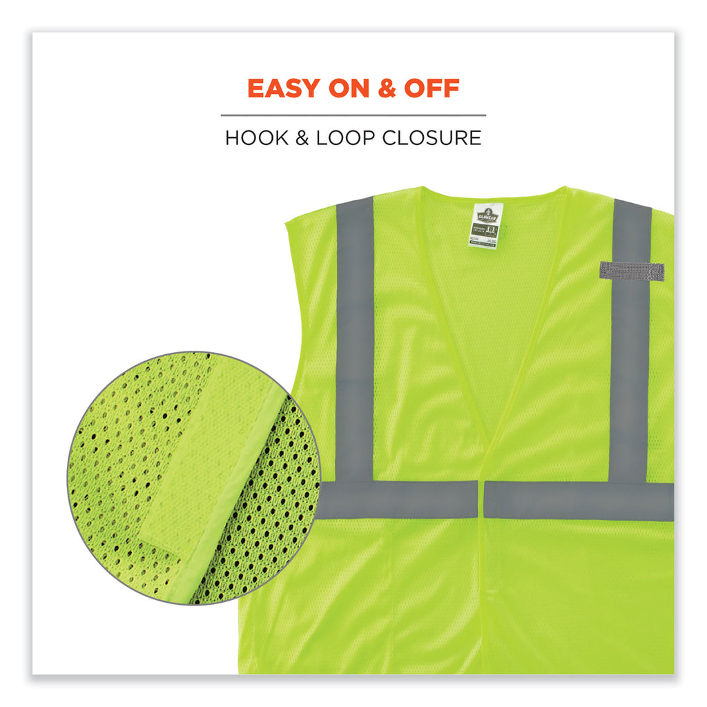 GloWear 8210HL-S Single Size Class 2 Economy Mesh Vest, Polyester, X-Small, Lime, Ships in 1-3 Business Days