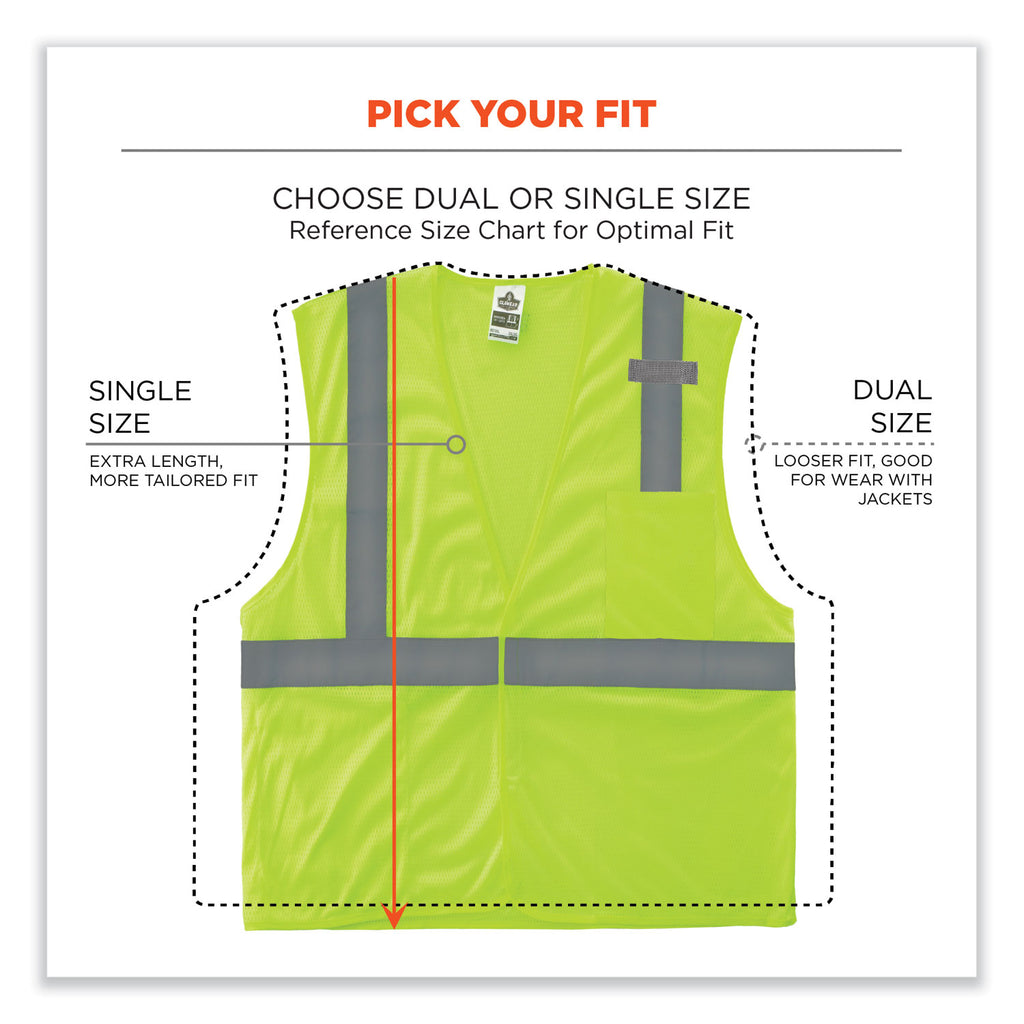 GloWear 8210HL-S Single Size Class 2 Economy Mesh Vest, Polyester, X-Small, Lime, Ships in 1-3 Business Days