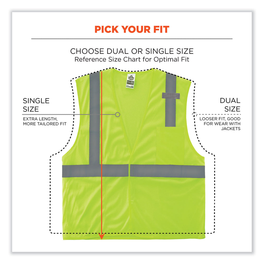 GloWear 8210HL-S Single Size Class 2 Economy Mesh Vest, Polyester, Small, Lime, Ships in 1-3 Business Days