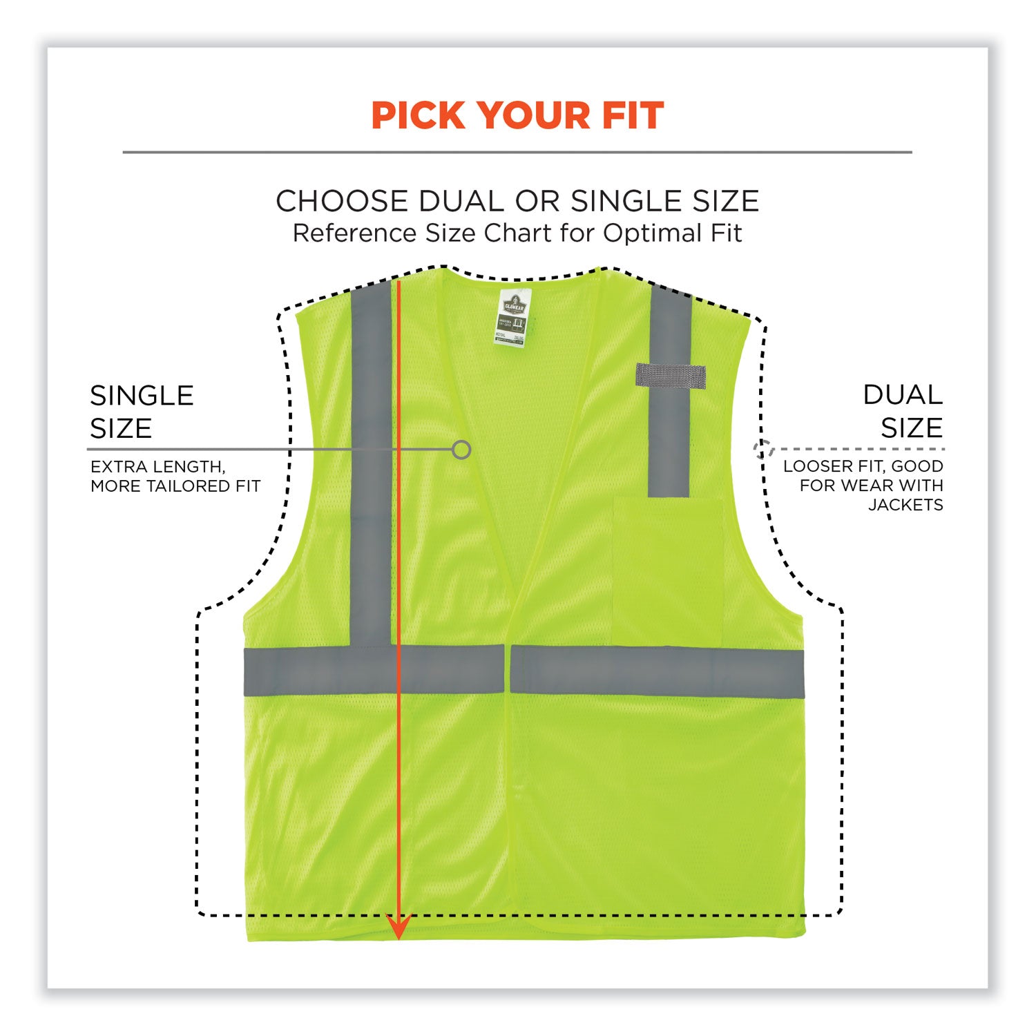 GloWear 8210HL-S Single Size Class 2 Economy Mesh Vest, Polyester, Small, Lime, Ships in 1-3 Business Days