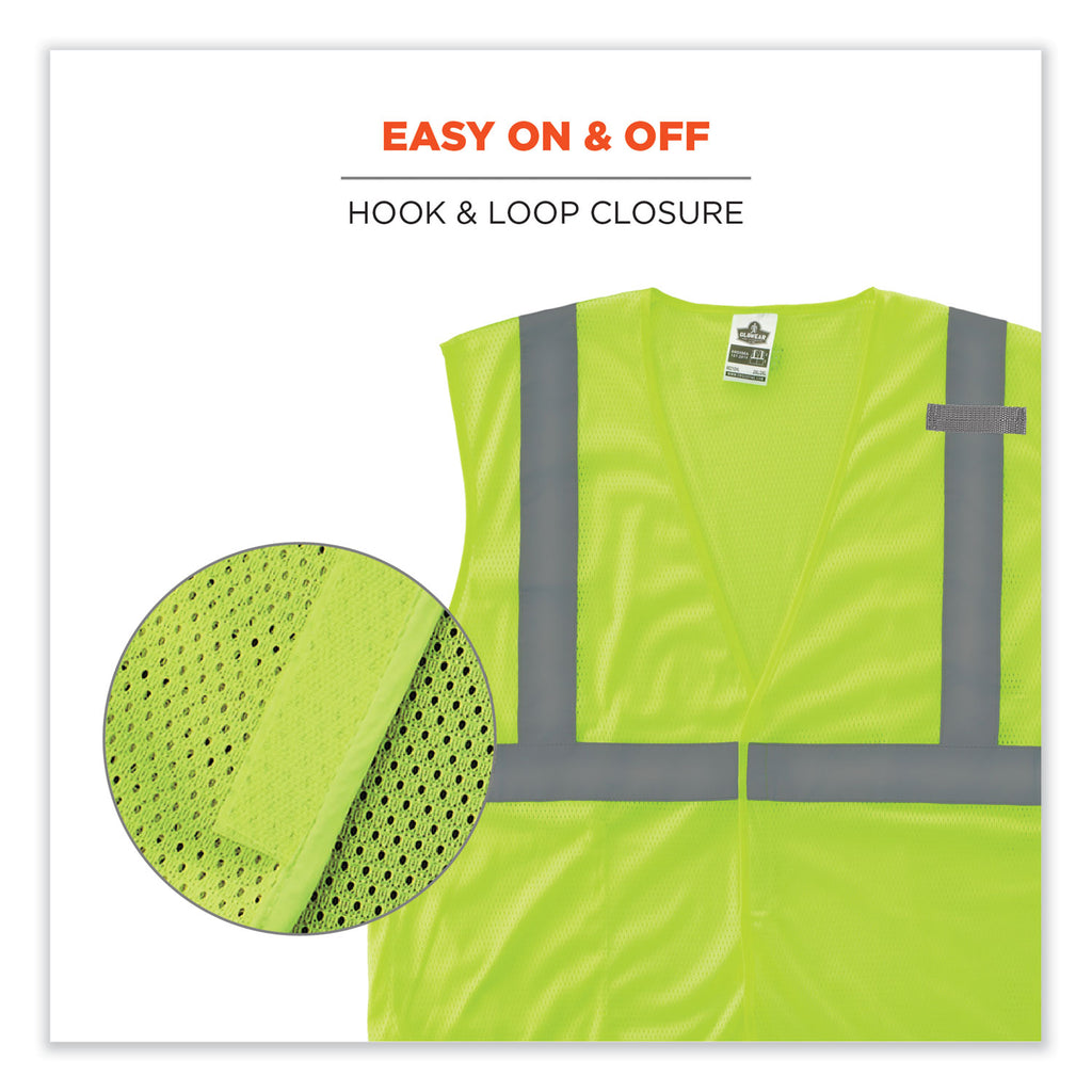 GloWear 8210HL-S Single Size Class 2 Economy Mesh Vest, Polyester, Large, Lime, Ships in 1-3 Business Days