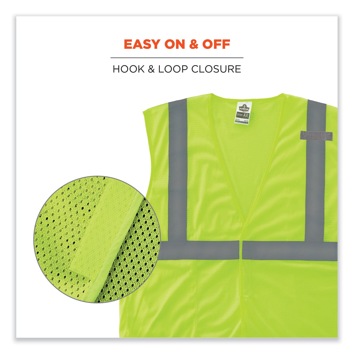 GloWear 8210HL-S Single Size Class 2 Economy Mesh Vest, Polyester, 2X-Large, Lime, Ships in 1-3 Business Days