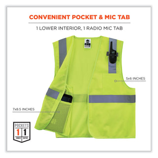 GloWear 8210HL-S Single Size Class 2 Economy Mesh Vest, Polyester, 4X-Large, Lime, Ships in 1-3 Business Days
