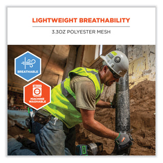 GloWear 8210HL-S Single Size Class 2 Economy Mesh Vest, Polyester, 5X-Large, Lime, Ships in 1-3 Business Days