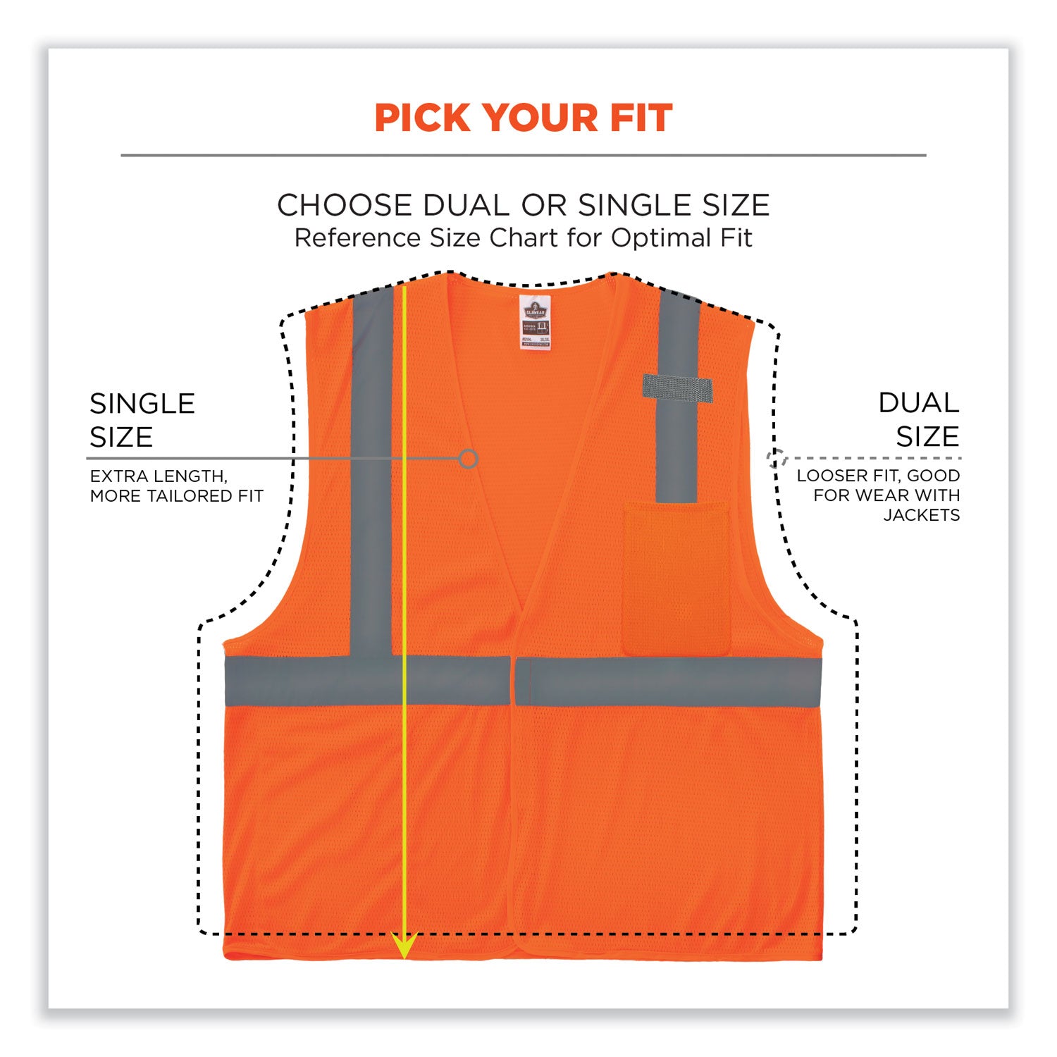 GloWear 8210HL-S Single Size Class 2 Economy Mesh Vest, Polyester, Medium, Orange, Ships in 1-3 Business Days