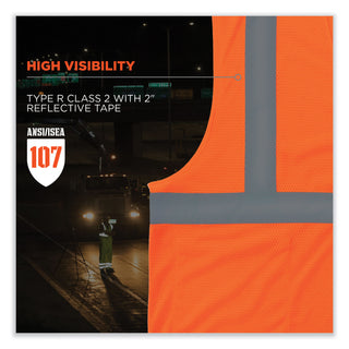 GloWear 8210HL-S Single Size Class 2 Economy Mesh Vest, Polyester, 5X-Large, Orange, Ships in 1-3 Business Days